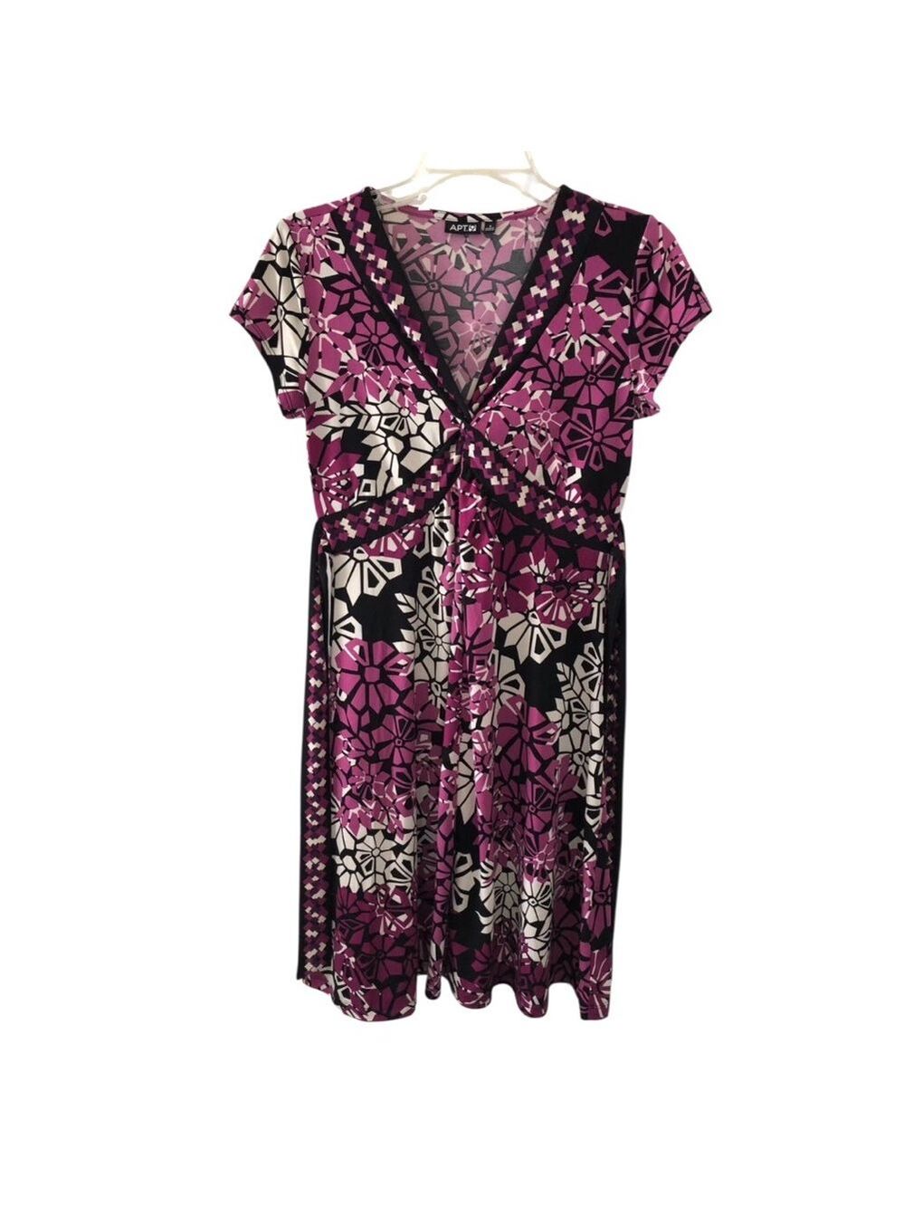 Size S Apt. 9 Graphic Floral Psychedelic Dress Retro Whimsigoth Stretchy Jersey